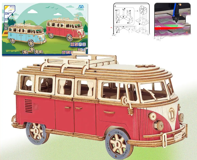 Wooden 3D Camper Puzzle (2 colors)